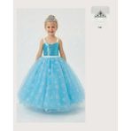 Butik Happy Kids Frozen Elsa Kostümü Askılı Kız Çocuk Prenses Elbisesi + Taç - 6 - 7 Yaş - Mavi