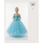 Butik Happy Kids Frozen Elsa Kostümü Uzun Kollu Kız Çocuk Prenses Elbisesi + Taç - 3 - 4 Yaş - Mavi