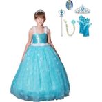 Butik Happy Kids Kız Çocuk Frozen Elsa Askılı Tarlatanlı Kabarık Kostüm 6'lı Set Saç+Asa+Taç+Rozet Hediyeli 1-12 Yaş - 1 - 2 Yaş - Mavi