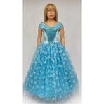 Butik Happy Kids Kız Çocuk Kostüm Mavi Elsa Frozen Düşük Omuz Detaylı Kasnaklı Kabarık Elsa Kostüm 3-8 Yaş - 3 - 4 Yaş