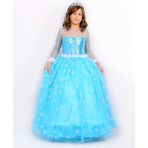 Butik Happy Kids Kız Çocuk Prenses Elsa Kostümü Uzun Kollu Elsa Kostümü 1-12 Yaş - Mavi - 6 - 7 Yaş