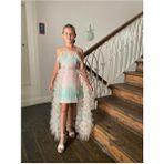 Butik Happy Kids Kız Çocuk Pudra Payetli Kuyruklu Abiye Elbise Tül Detaylı Mini Uzun Kuyruklu Prenses Model Abiye Elbise 8-16 Yaş - 11 - 12 Yaş - Çok Renkli