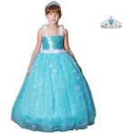 Butik Happy Kids Prenses Elsa Askılı Elsa Kostüm Taç Hediyeli - 6 - 7 Yaş - Mavi