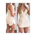 Butik İstanbul Kadın Ip Askılı Kruvaze Yakalı Cep Detaylı Ithal Krep Short Etek Tulum
