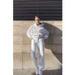 Butik Kadın Beyaz Kışlık 3 Iplik Içi Şardonlu Yüksek Bel Basic Jogger Eşofman Altı