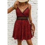 Butik Kadın Ip Askılı Kruvaze Yakalı Desenli Mini Süprem Mini Elbise