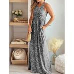 Butik Kadın Kalın Askılı Yuvarlak Yaka Cepli Süprem Maksi Elbise