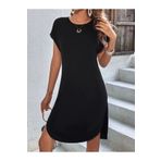 Butik Kadın Kısa Kollu Bisiklet Yaka Viskon Iki Iplik Elbise