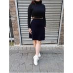 Butik Kısa 8 Parça Portoriko Kumaş Astarlı Fermuarlı Etek Urun Boy 55 cm - Lacivert - 44