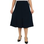 Butik Kısa Büyük Beden Kloş Astarlı 8 Parçalı Krep Etek - Lacivert - 40
