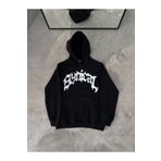 Butik Kışlık Kapşonlu Baskılı Oversize SweatShirt- Siyah