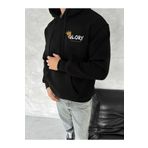 Butik Kışlık Üç İplik Kapşonlu SweatShirt - Siyah