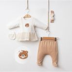 Butik Kız Bebek %100 Pamuklu - Antialerjik Hastane Çıkışı 4'lü Yenidoğan Set - 0 - 3 Ay - Krem