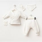 Butik Kız Bebek %100 Pamuklu - Antialerjik Hastane Çıkışı 5'li Yenidoğan Set - 0 - 3 Ay - Beyaz