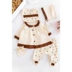 Butik Kız Bebek %100 Pamuklu - Antialerjik Kumaş 5'li Set Yenidoğan Hastane Çıkışı - 0 - 3 Ay - Kahverengi