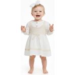 Butik Kız Bebek %100 Pamuklu Müslin Toka Aksesuarlı Elbise - 18 - 24 Ay - Beyaz