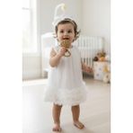 Butik Kız Bebek Pamuklu Astarlı Tül Elbise Özel Gün Elbisesi - 12 Ay - Beyaz