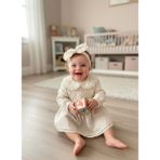 Butik Kız Bebek Toka Aksesuarlı %100 Pamuklu Elbise - 6 - 9 Ay - Ekru