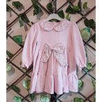 Butik Kız Çocuk Çiçek Yakalı Elbise Fiyonklu - 1 Yaş - 00406 Pembe