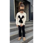 Butik Kız Çocuk Fiyonk Detaylı 2'li Triko Alt - Üst Takım - Bej - Açık Bej - 3 - 4 Yaş