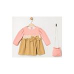 Butik Kız Çocuk Keten Flamlı Çantalı Elbise - 9 Ay - 00406 Pembe