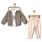 Butik Kız Çocuk Leopar Kedi Baskılı Alt Üst 3'lü Takım - 00406 Pembe - 2 Yaş