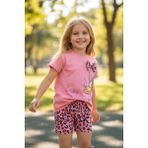 Butik Kız Çocuk Leopar Şortlu Alt - Üst 2'li Takım - 5 - 6 Yaş - Pembe