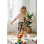 Butik Kız Çocuk Pamuklu Leopar Desenli Şortlu 2'li Takım - 2 - 3 Yaş - Bej