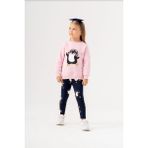 Butik Kız Çocuk Penguen Baskılı Alt Üst Tayt Takım - 28-Pembe - 5 Yaş