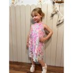 Butik Kız Çocuk Zambak Çiçek Desenli Pamuklu Şık Elbise - 4 - 5 Yaş - Pembe