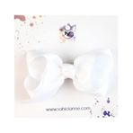 Butik Kurdele Fiyonk Saçsız Bebek Tokası 8 cm - Seyrek saçlı bebeklere özel saçtan düşmeyen toka (Beyaz, Tekli)
