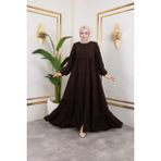 Butik Medine Ipeği 5 Kat Büzgülü Mevlana Feracce - Acı Kahve - 48