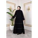 Butik Medine Ipeği Biye'li Ahsen Feracce (Siyah) - 40