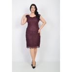 Butik Miza Dantel Büyük Beden Kısa Kollu Elbise - 44 - Vişne
