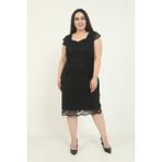 Butik Miza Dantel Büyük Beden Kısa Kollu Elbise - 46 - Siyah