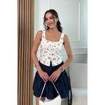 Butik Modana Turuncu Çiçekli Bluz