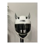 Butik Motor & Motosiklet Gümüş Hologram Simli Şeytan Boynuzu Kask Dış Aksesuar