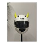 Butik Motor & Motosiklet Neon Sarı Simli Şeytan Boynuzu Kask Dış Aksesuar
