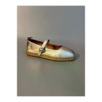 Butik nb18 Noble Shoes Hakiki Deri Gümüş Espadril Babet