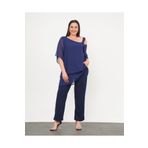 Butik Nilyam Kadın Büyük Beden Şifon Tek Omuz Askı Detaylı Bluz Esnek Pantolon Abiye Takım
