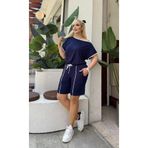 Butik Nilyam Kadın Büyük Beden Viskon Yumuşak Dokulu Esnek T-shirt Şort Eşofman Takımı 28001