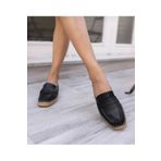 Butik Noble shoes hakiki deri siyah kadın espadril loafer sfk04