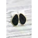 Butik P89530S6965 Pirinç Siyah Mineli Damla Model Vintage Plaka Kadın Küpe