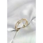 Butik P91450S3887 Baget Zirkon Taşlı Gold Renk İncili Kadın Yüzük