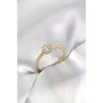 Butik P91506S4663 Tek Taş Model Gold Renk Zirkon Taşlı Kadın Yüzük