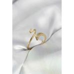 Butik P91551S200 Gold Renk Yılan Model Zirkon Taşlı Kadın Yüzük