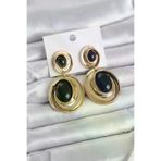 Butik P91750S3173 Siyah Sallantılı Damla Model Gold Renk Vintage Kadın Küpe