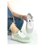 Butik P93705S3179 Otja Beyaz Hakiki Deri Lazerli Bağcıklı Spor Ayakkabı