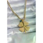 Butik P94668S5314 316L Çelik Gold Renk Burgu Model İşlemeli Yonca Figür Nazar Boncuk Detay Kadın Kolye