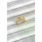 Butik P94757S3626 316L Çelik Gold Renk Zincirli Vintage Model Kadın Yüzük